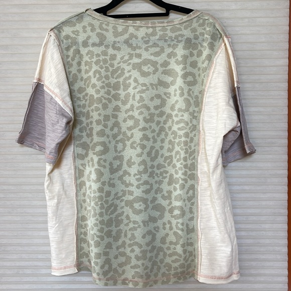 NWT Hem & thread size large green cheetah print raw stitched top - Picture 6 of 9